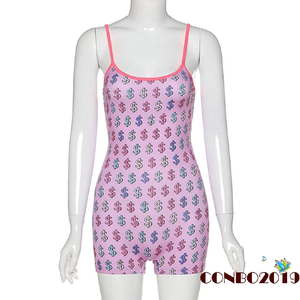 Jumpsuit Hai Dây In Họa Tiết Hoa Gợi Cảm Cho Nữ