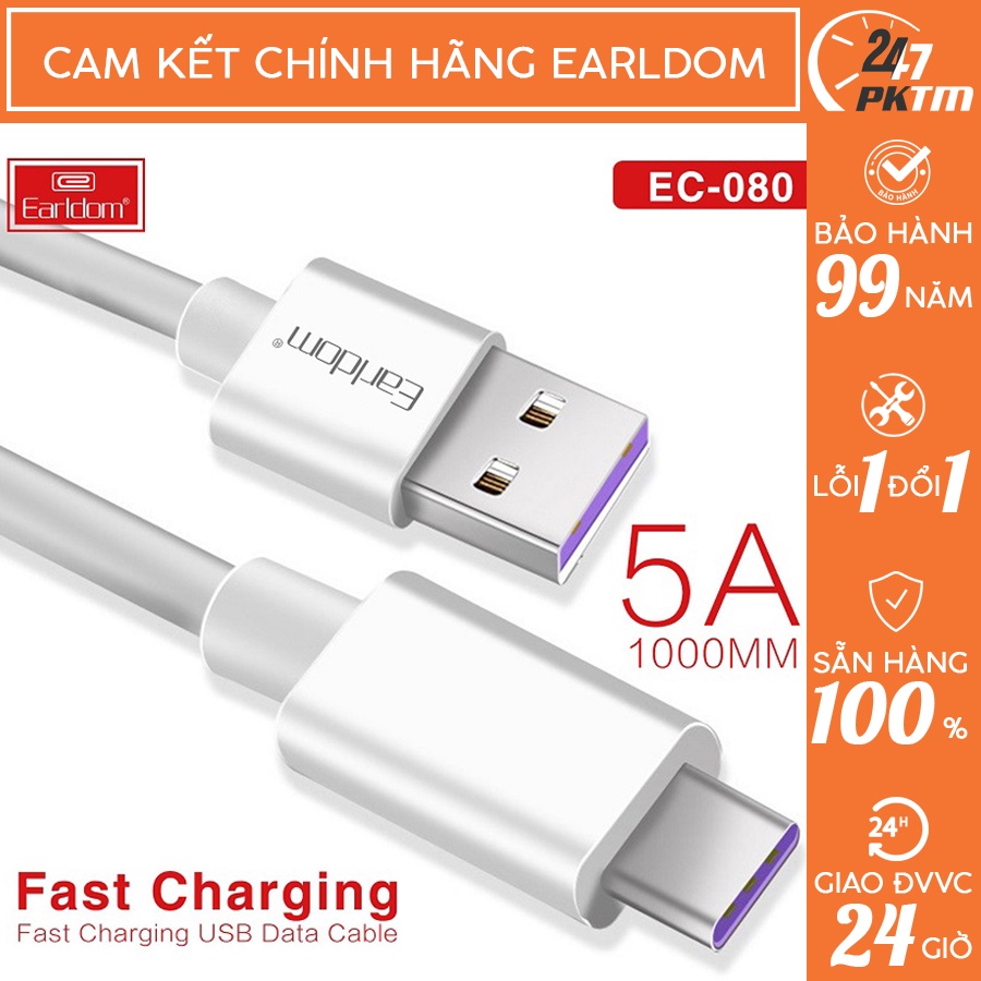 🛑Chính Hãng Earldom🛑 Cáp Sạc Siêu Nhanh 5A CHÍNH HÃNG EARLDOM EC-080 | Phụ Kiện Thông Minh 247 VN