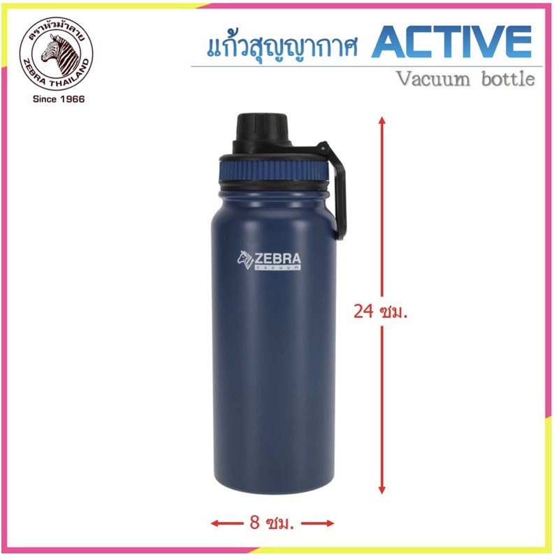 Bình nước thể thao giữ nhiệt ZEBRA Active Thái Lan Inox 304-600ml