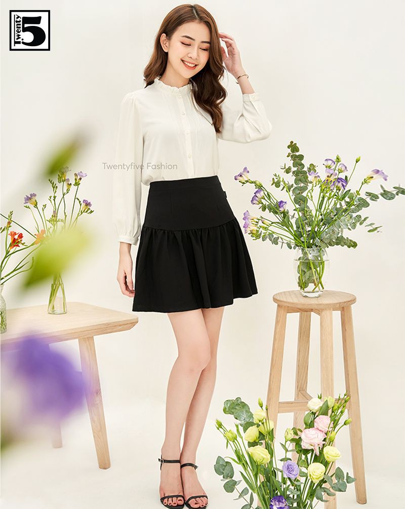Chân váy nữ dáng đuôi cá ngắn, khóa lưng Twentyfive T353