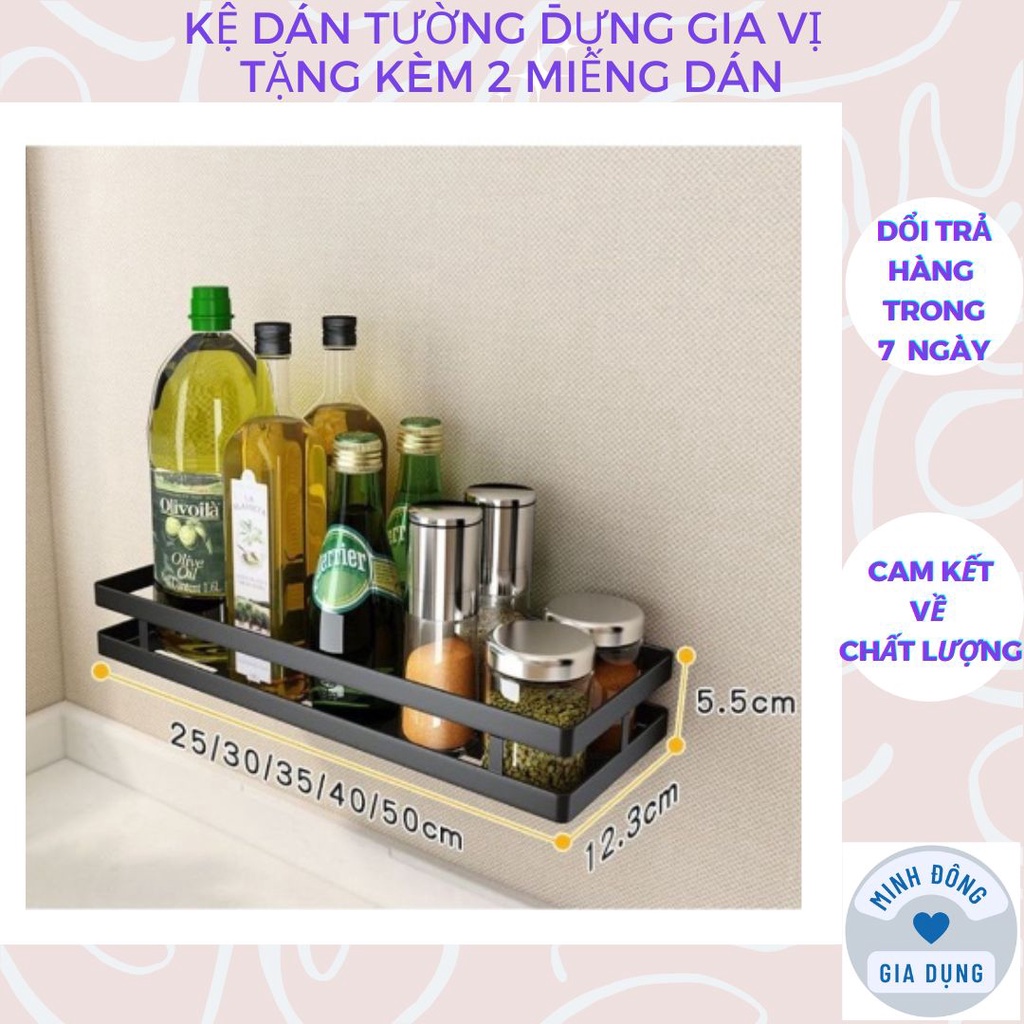 Kệ Dán Tường Đựng Gia Vị Nhà Bếp, Giá Để Đồ Treo Tường Đa Năng Sơn Tĩnh Điện Không Gỉ