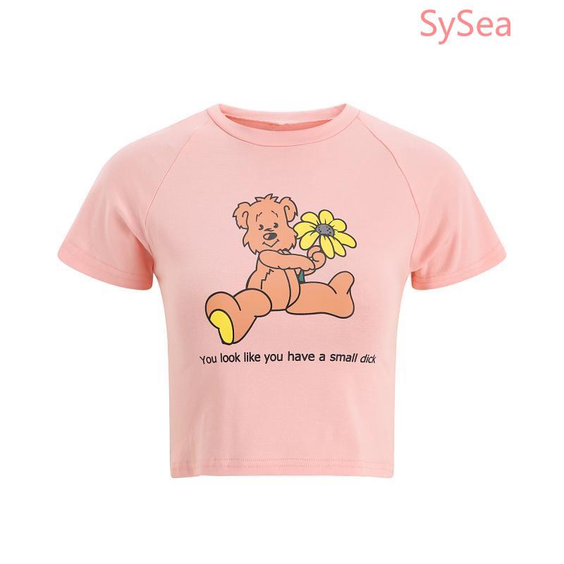 Áo Croptop Ngắn Tay Cổ Tròn Xinh Xắn Dành Cho Nữ