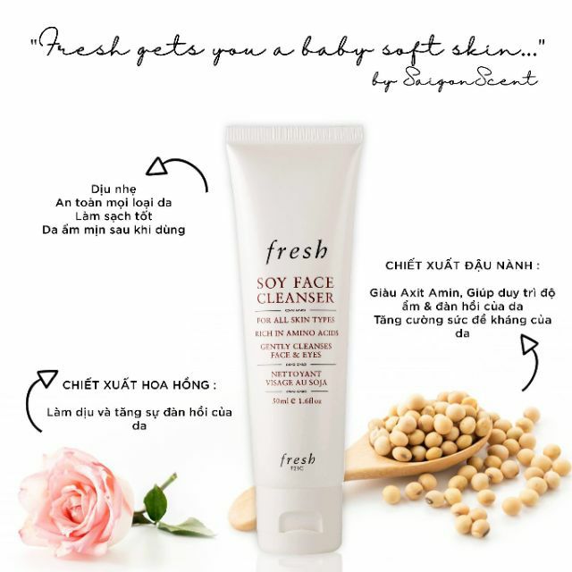 Sữa rửa mặt fresh soy face cleanser