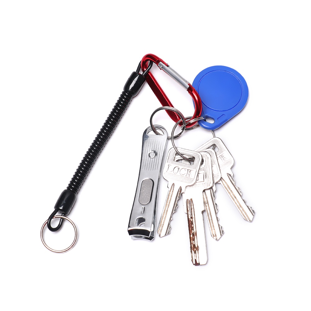 Dây Lò Xo Khóa Chống Thất Lạc Đa Năng Độ Co Giãn Cao Bằng Hợp Kim Nhôm Màu Đen Chống Nước Cho Cần Câu Cá Ngoài Trời