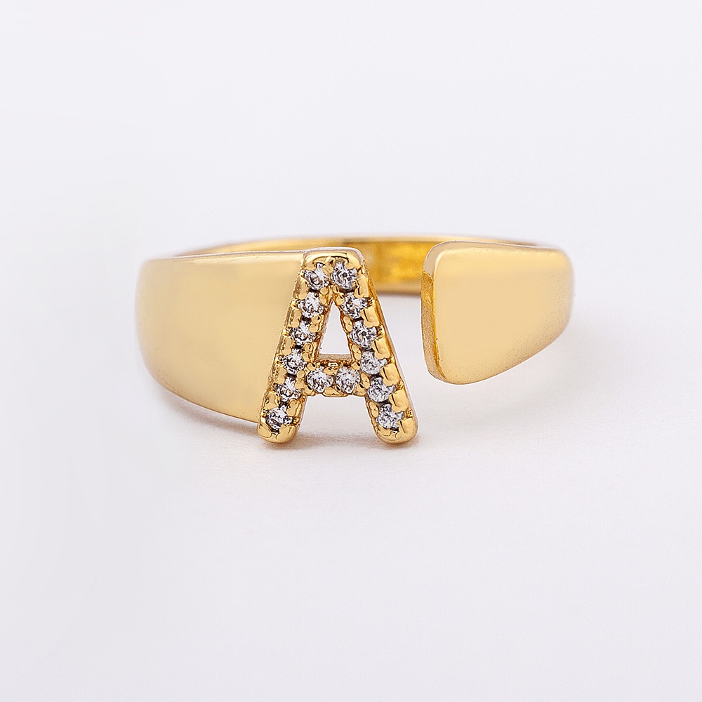Nhẫn Hở Khắc Chữ Cái A-Z Màu Vàng Thời Trang Cho Nữ