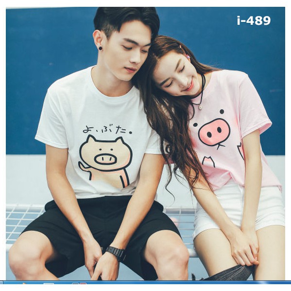 Áo Thun Đôi Nam Nữ In Họa Tiết Heo Con Dễ Thương - I489