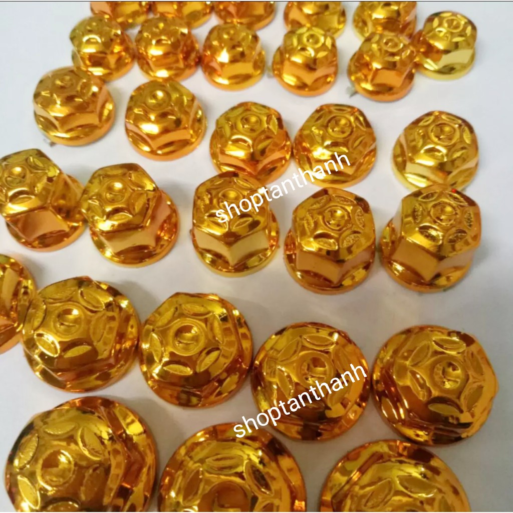 Bộ chụp ốc  màu vàng gắn xe máy , xe điện , xe đạp