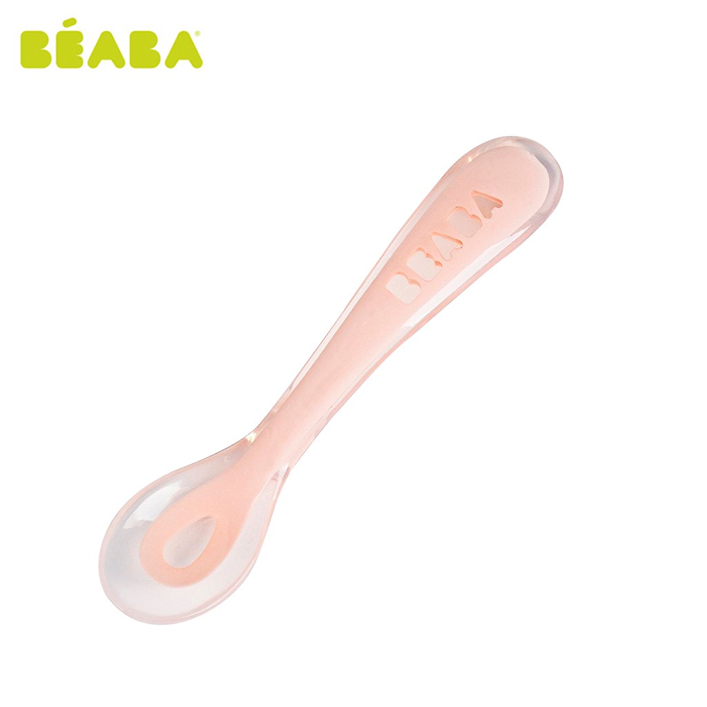 Thìa cầu vồng chống trượt Silicone Béaba hồng gold