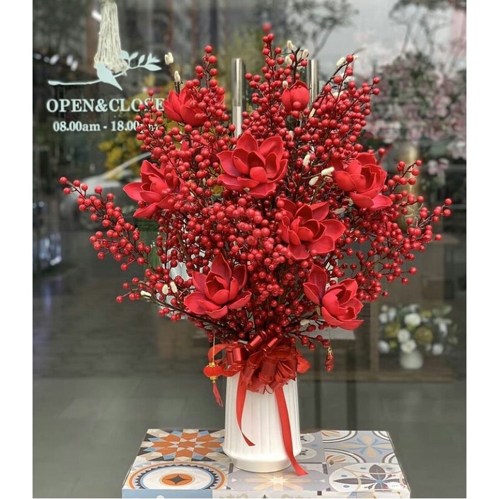 Cành Đào Đông 12 Nhánh- Cành Sung Trang Trí Tết, Trang Trí Nhà Cửa- Hoa Lụa Hoa Giả | Hà Hoa Flower