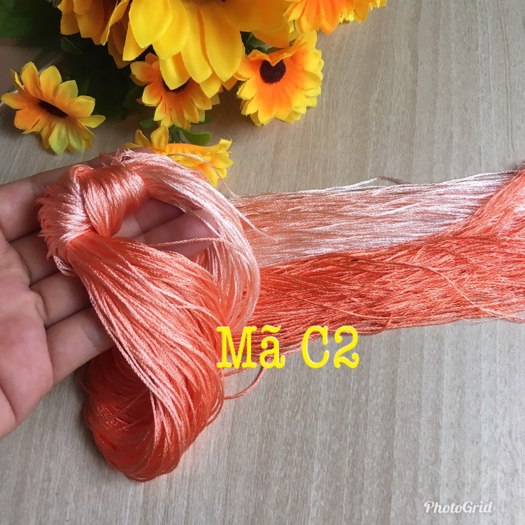 🌺 Chỉ thêu tơ bóng LOANG tone CAM thêu tay truyền thống