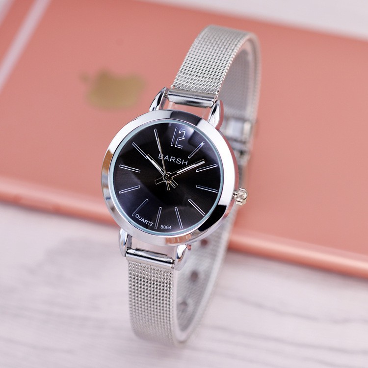 [ xả kho ] Đồng hồ nữ Barsh 5030 dây thép lụa mặt tròn