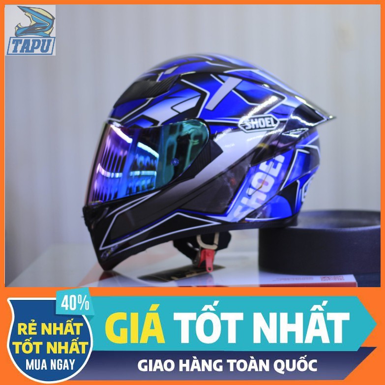 [FREESHIP] MŨ BẢO HIỂM FULLFACE ROC 1 KÍNH - ROYAL M138B LÊN TEM SHOEI XANH GP