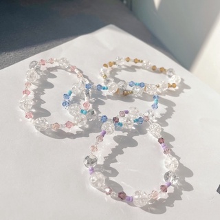 Vòng tay handmade hạt cườm mix pha lê xinh xắn