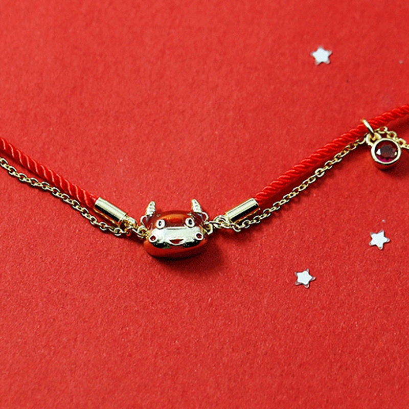 Vòng tay mạ bạc S925 màu đỏ may mắn