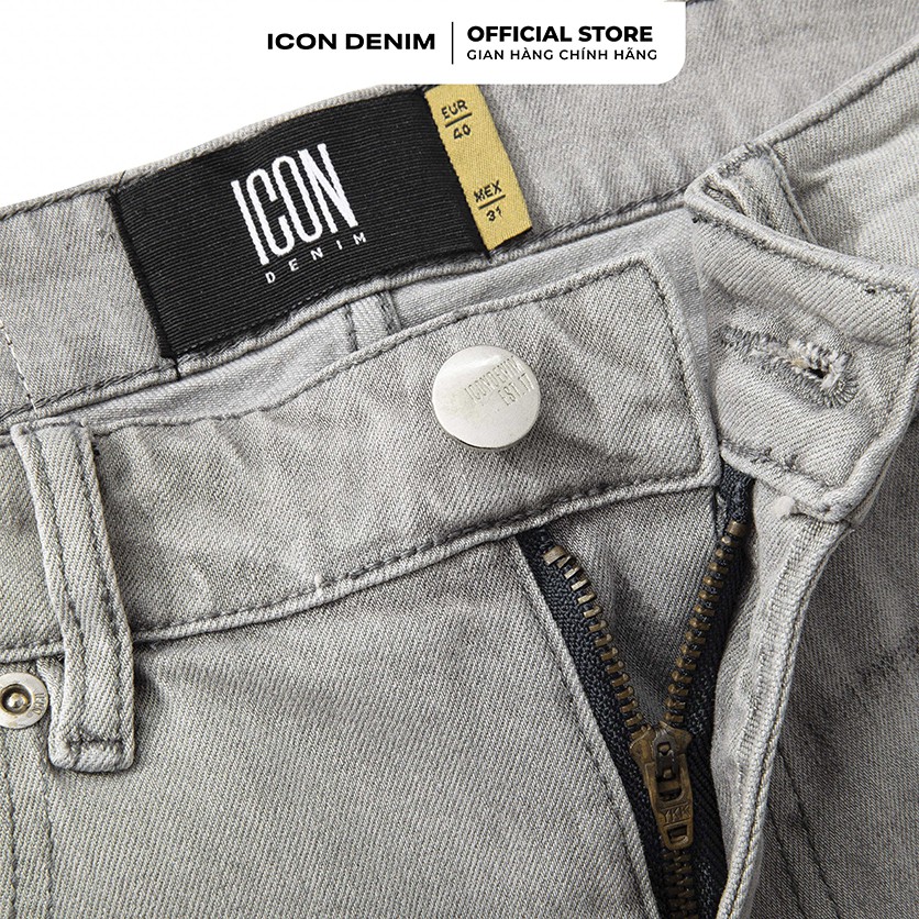 Quần Jean Nam ICON DENIM Dáng Slim-fit Trơn Light Grey Wash