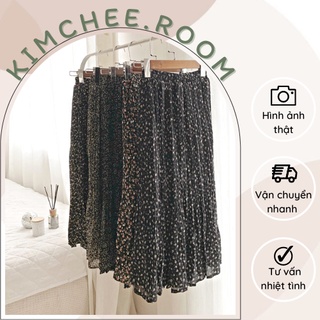 Chân váy xếp ly hoa nhí nền đen (đủ mẫu) FREESIZE CẠP THUN CO DÃN CÓ LÓT TRONG