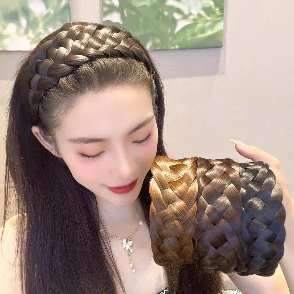 Băng Đô Dạng Tóc Giả Kiểu Thắt Bím Phong Cách Retro Đơn Giản Dành Cho Nữ MXMUSTY