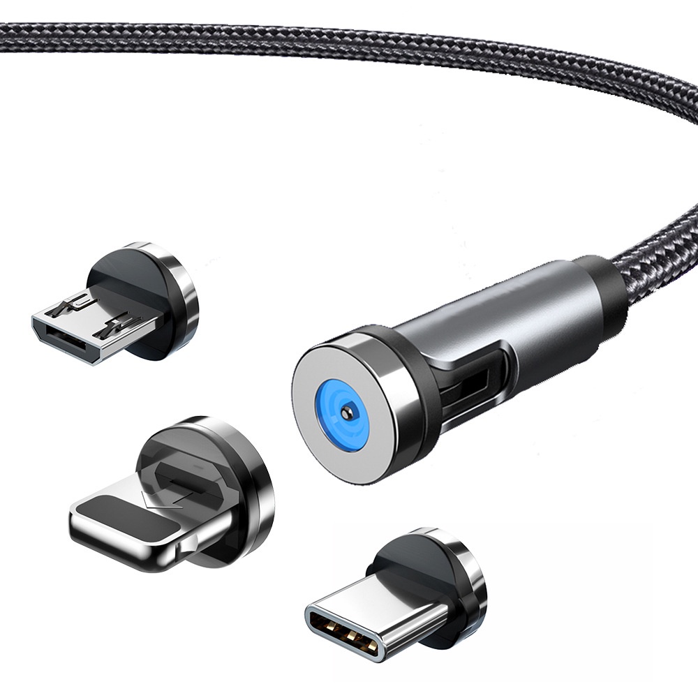 Dây sạc điện thoại từ tính xoay 540 độ đầu USB Type C/Nam Châm Rubidi Xoay 540º Cho IPIOS/Android Micro