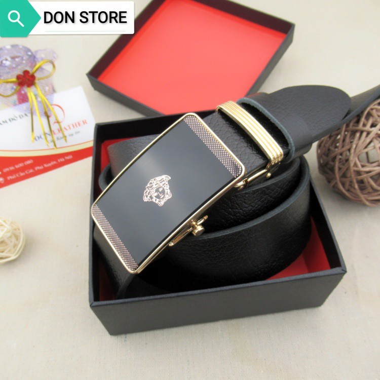 Dây Lưng Nam Khóa Tự Động Thép Không Rỉ Dây Da Bò Thật 100% Bảo Hành 12 Tháng