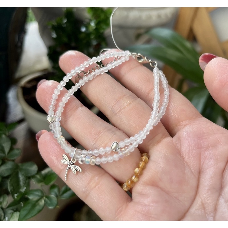 Vòng tay đôi đá Mặt trăng giác size 3.5 li