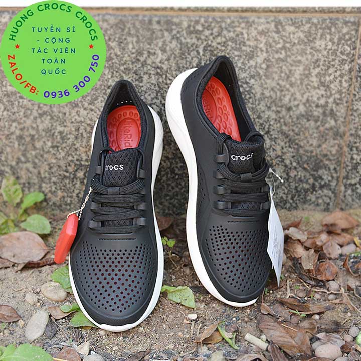 GIÀY NHỰA CROCSS LITERIDE PACER XỊN ĐÉT CHO NAM MÀU ĐEN FULL BOX