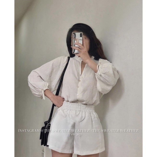 (Ảnh thật) Quần short tafta ống rộng cạp chun the.sweaterweather TSW