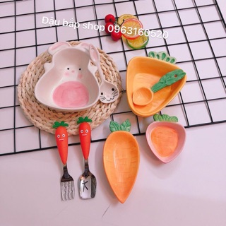 Bát sứ thỏ, cà rốt cho bé ăn dặm