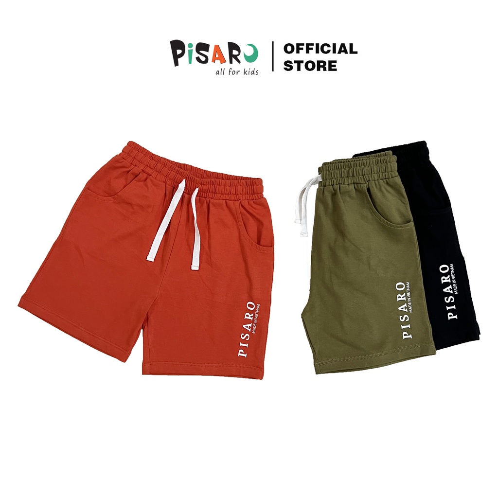 Quần short basic bé trai Pisaro Kids chất liệu Cotton Hàn, quần đùi sooc thun size đại cho bé từ 9 tháng đến 9 tuổi