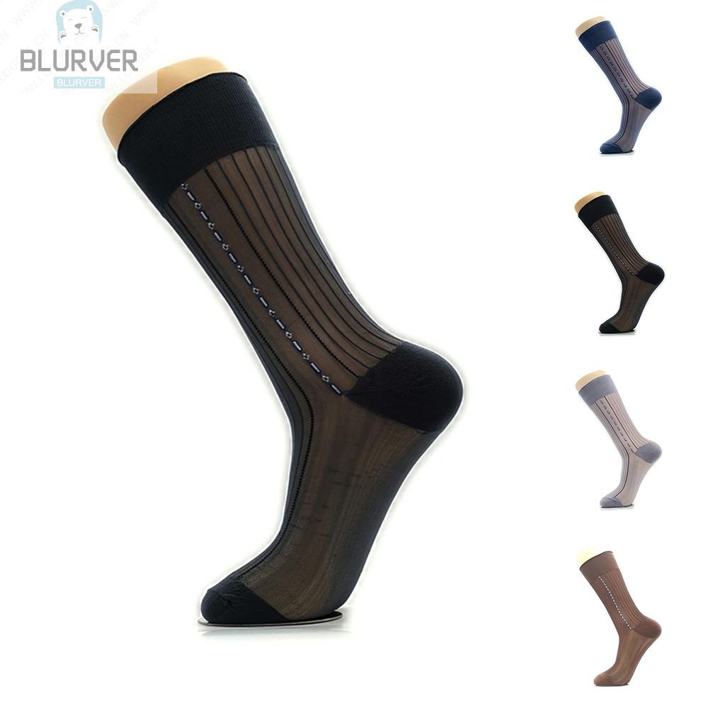 BLURVER~Men\'s Socks Formal Workwear Nylon Spandex See Through Silk Sheer Socks#blueriver