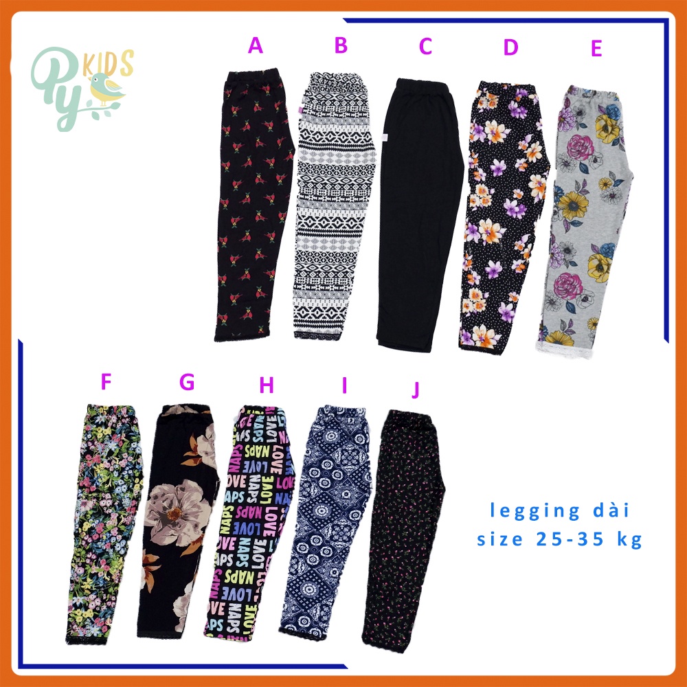 Quần legging dài/ quần bó dài cotton 4 chiều cho bé gái từ 5-35 kg, bông đẹp lạ mắt, lai phối viền ren