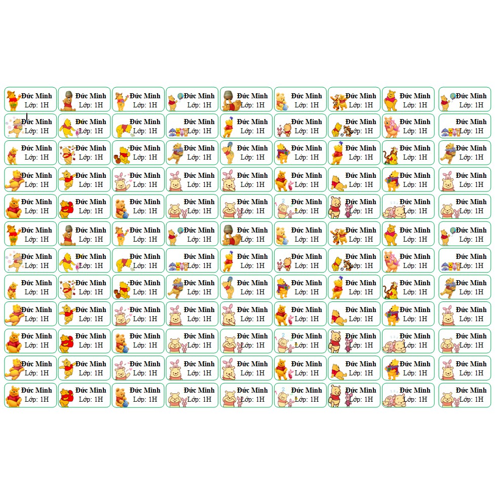 Combo nhãn vở in cho bé 30k/40 nhãn hoặc 160 stickers