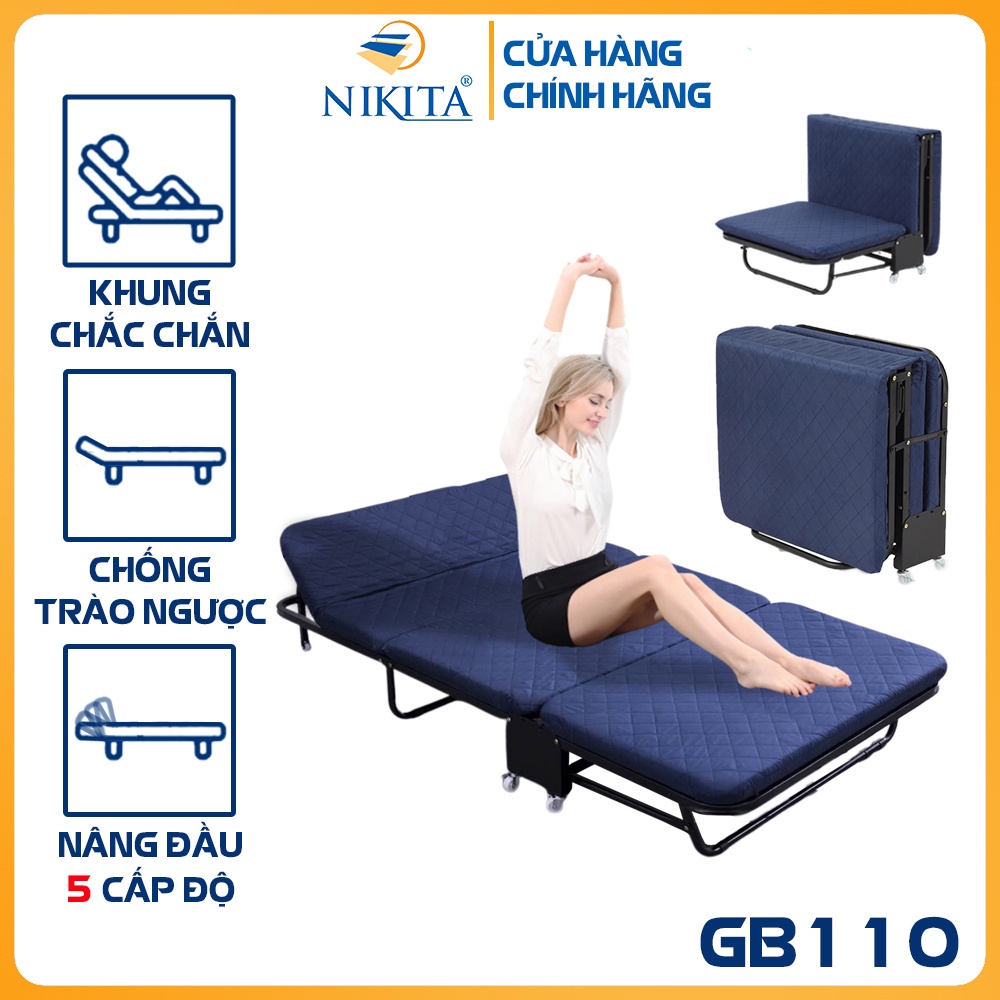 Giường gấp ba khúc NIKITA GB110 rộng 110cm màu xanh