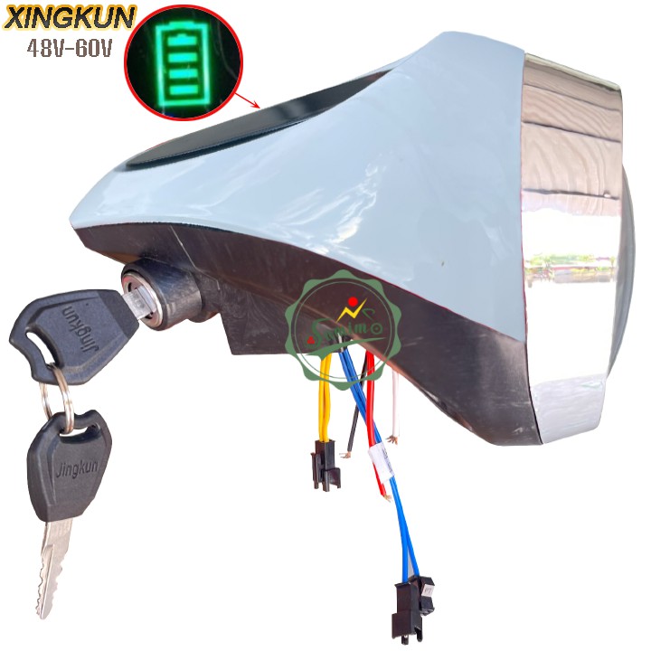 Đầu đèn JINGKUN JK-48V-60V bi xenon báo pin kèm khóa bình