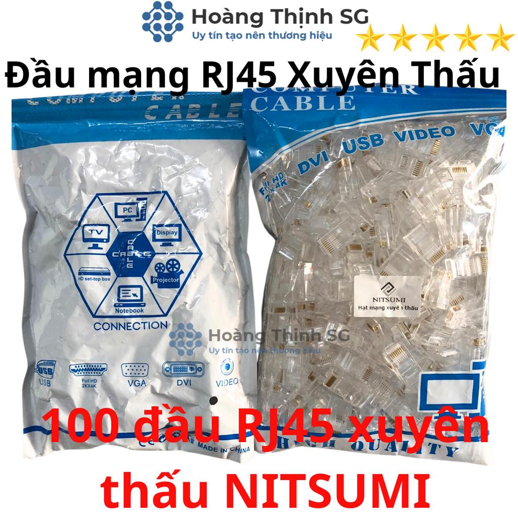 Hạt đầu mạng RJ45 xuyên thấu NITSUMI - Dùng bấm đầu cho dây mạng cat5 cat5E Cat6 Cat6E - Hoàng Thịnh SG