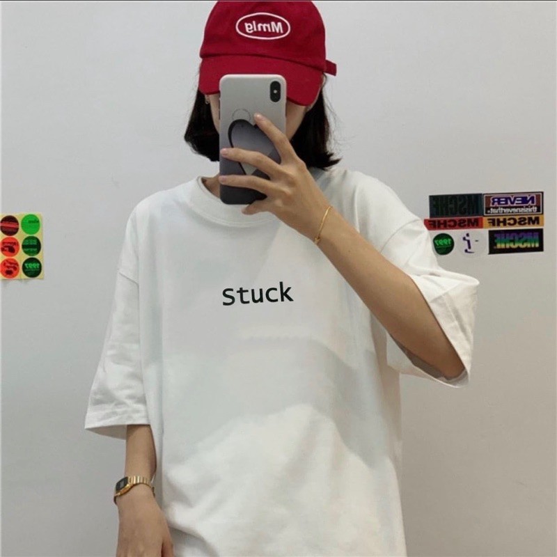 [ PINK ] Áo thun phông tay lỡ form rộng STUCK Unisex