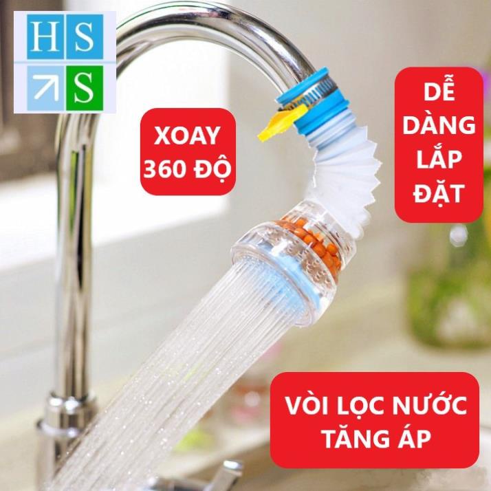 Đầu vòi lọc nước tăng áp - chất liệu nhựa xoay 360 độ lắp bồn rửa chén bát (Giao mầu ngẫu nhiên)