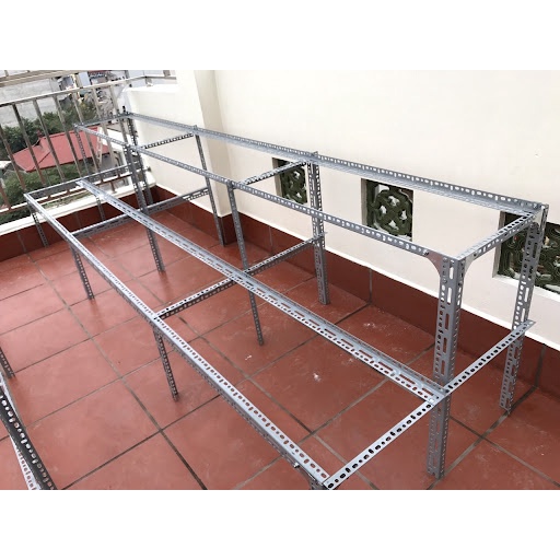 Khung kệ sắt V lỗ trồng rau sạch 3 tầng ,kệ bậc thang dùng cho 9 khay trồng rau đa năng