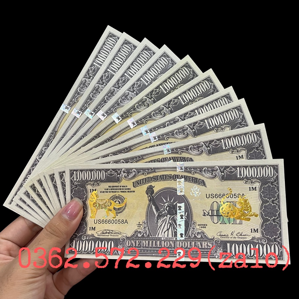 Sỉ Combo 10 Tờ Tiền Triệu Đô - Usd Mỹ Kỷ Niệm Mạ Vàng Con Mèo, Lì Xì Tết 2023 Rất Đẹp