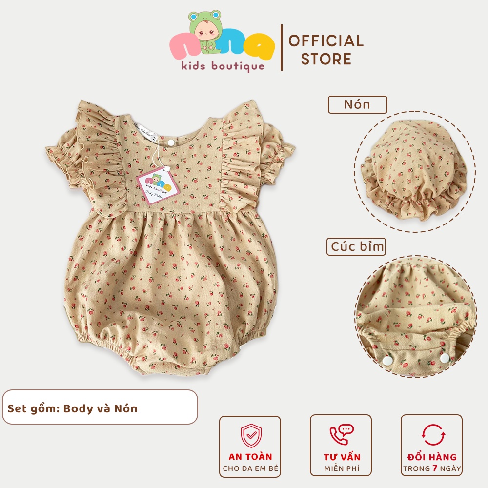 Body sơ sinh bé gái Nina Kids Boutique Đồ hè cho bé 0 24 tháng Bộ đầy tháng em bé gái Tặng kèm nón -Hàng thiết kế loại 1
