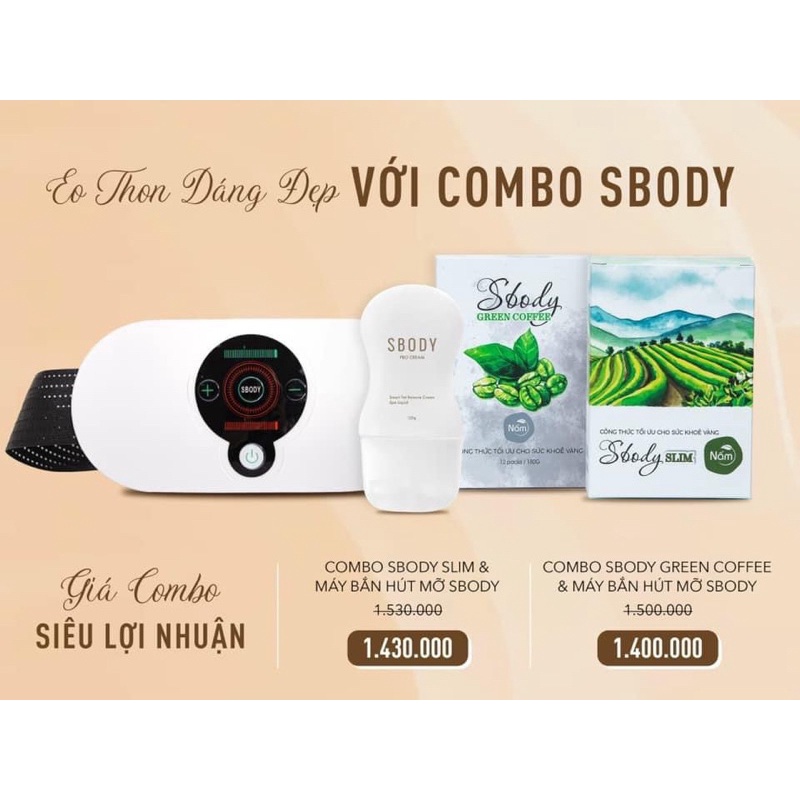 MÁY BẮN HÚT NỠ SBODY - TẶNG KÈM KEM HUỶ MỠ SBODY PRO