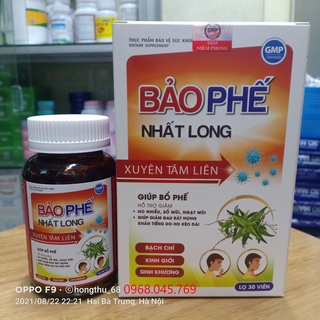 BẢO PHẾ NHẤT LONG lọ 30 viên thành phần xuyên tâm liên giúp bổ phế, giảm đau rát họng