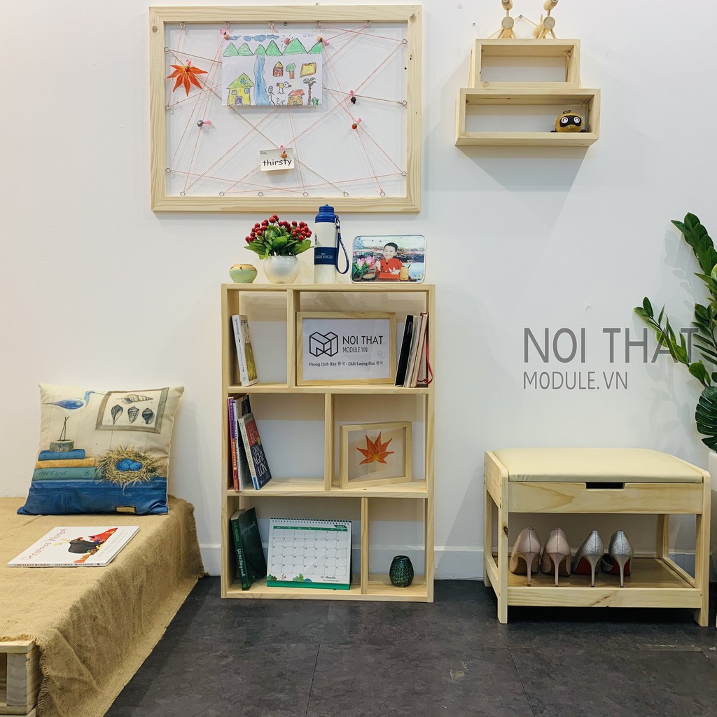 Gía sách đa năng, kệ sách treo tường gỗ thông tự nhiên nguyên tấm ( không phải loại ghép thanh ) 90*60 cm
