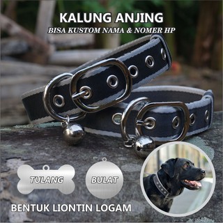 Image of Kalung anjing bisa custom liontin nama dan nomer HP free lonceng adjustable anti anjing hilang