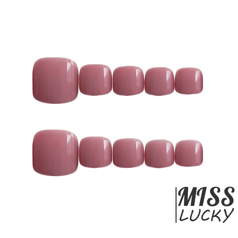 Bộ 24 móng tay giả màu đậu đỏ tươi mát