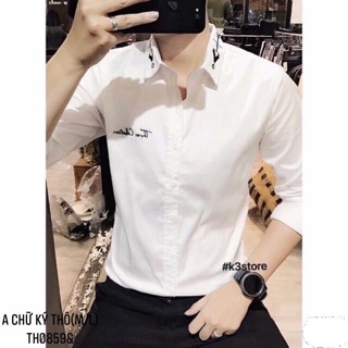 Áo sơmi chữ ký in cổ - TH