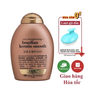 Dầu Gội OGX Ever Straightening Brazilian Keratin Therapy Shampoo 385ml Vào Nếp Suôn Mượt