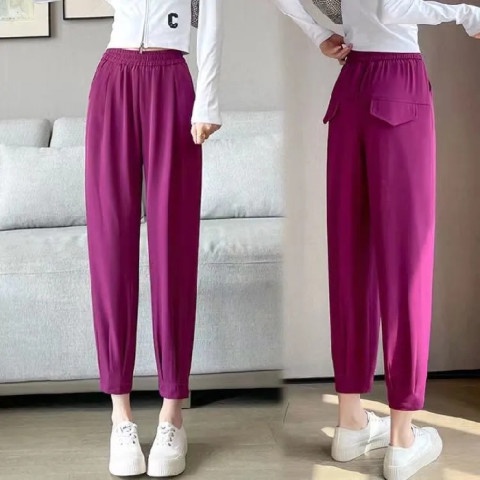 Quần Harem Mỏng Lưng Cao Thời Trang Mùa Hè Cho Nữ