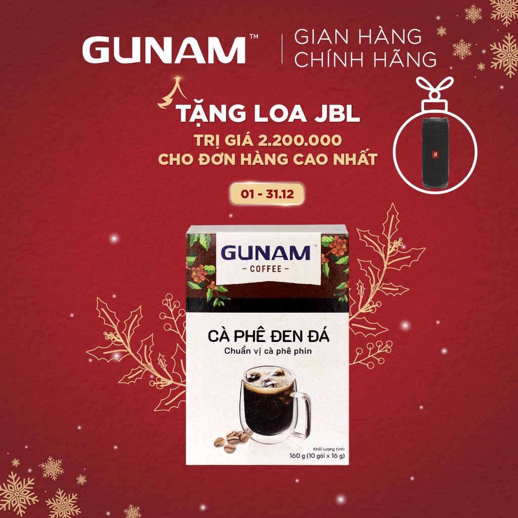 Cà phê hòa tan GUNAM cà phê đen đá (hộp 10 gói x 16g)