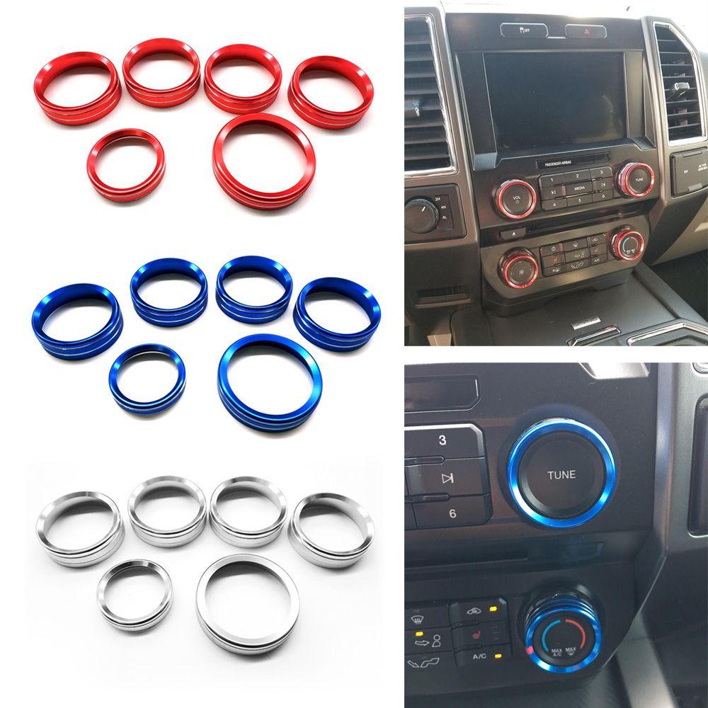 Bộ 6 Vòng Hợp Kim Nhôm Trang Trí Nút Điều Chỉnh Âm Lượng Xe Hơi Ford F150