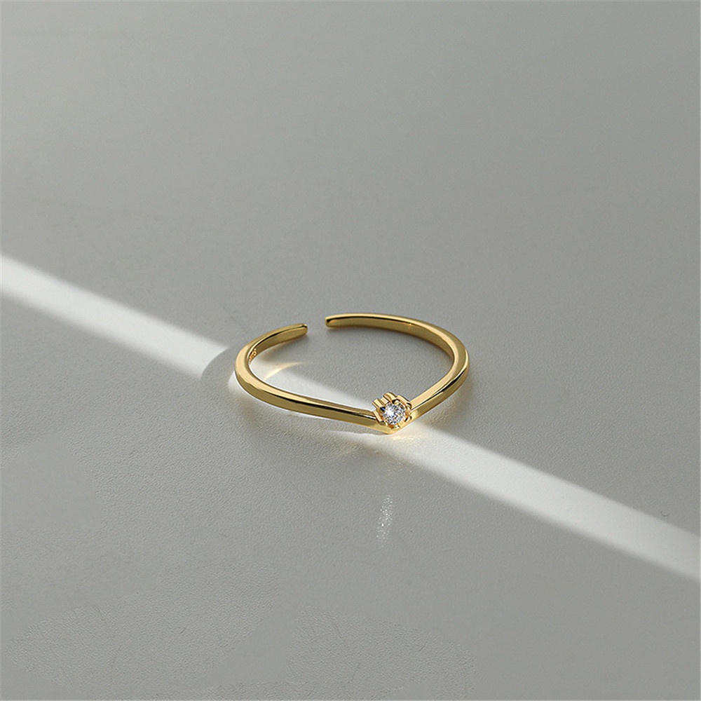 Nhẫn Hình Chữ V Đính Đá Pha Lê Đơn Giản Thời Trang Cho Nữ